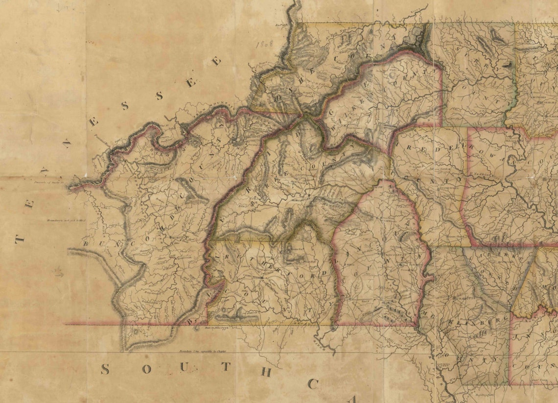 North Carolina 1808 State Map - Price and Strother Reprint State - Etsy