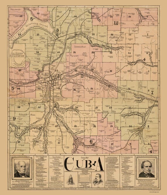 Cuba New York Old Map Reprint 1901 Homeowner Names Genealogy Etsy