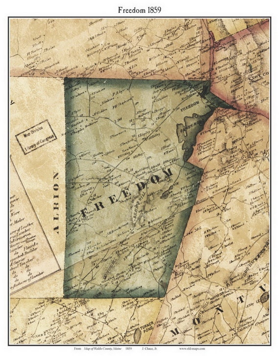Reprint Genealogy Waldo County ME TM Thorndike 1859 Old Town Map with