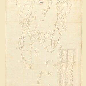 Boothbay, Maine 1795 Town Plan - Old Roads Reprint  Massachusetts Archives - MA