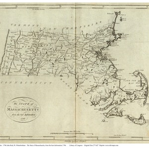 Massachusetts 1796 by Reid  Old Map Reprint - MA State