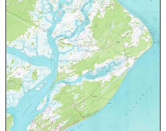 Hilton Head Island 1958  OId Topographic Map USGS  Custom Composite Reprint South Carolina