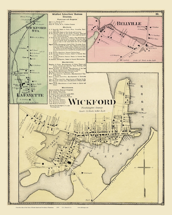 Map Of North Kingstown Ri North Kingstown Villages Rhode Island 1870 Old Town Map | Etsy Australia