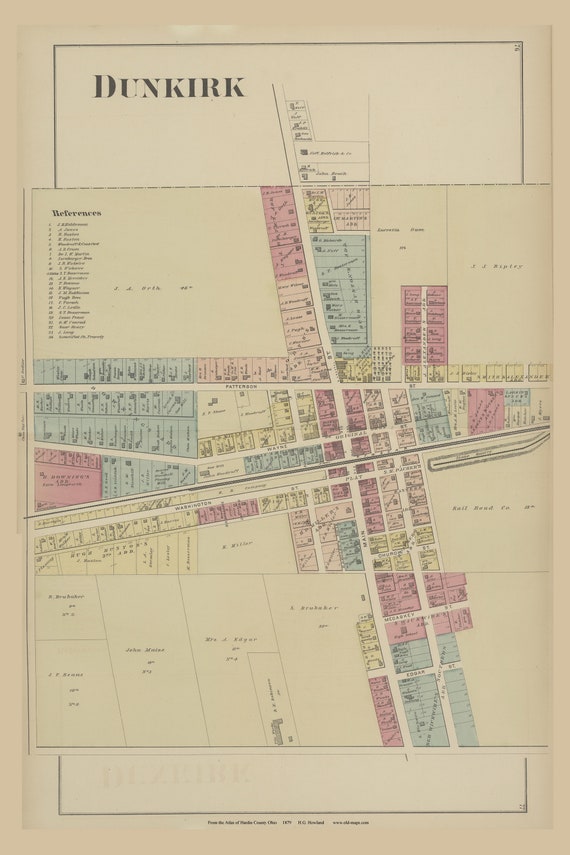 Dunkirk 1879 Old Town Map Reprint Hardin County Ohio Etsy