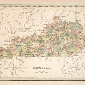 Kentucky 1838 - State Map Bradford - Old Map Reprint
