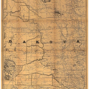 Dakota Territory - 1886 Railroad Map - Old Map Reprint North Dakota State