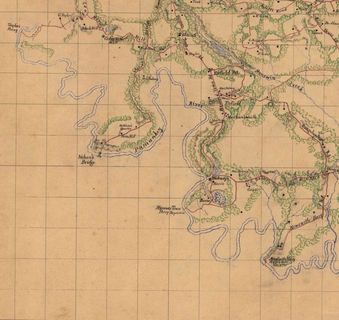 King William County Virginia 1863 Old Wall Map With Homeowners Etsy
