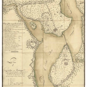 Fort Ticonderoga 1777  military battle Map  Manuscript - Old Map Reprint New York - Specials - Lakes
