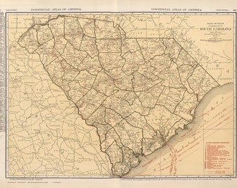 South Carolina 1924 State Map - Rand McNally - Reprint State