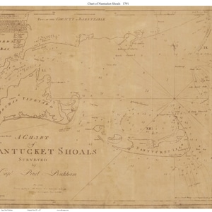 Nantucket Shoals 1791 - Martha&#39;s Vineyard & Nantucket Nautical Map - Paul Pinkham - Reprint