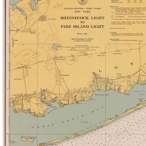 Shinnecook Light to Fire Island Light - 1940 Nautical Map - New York ...