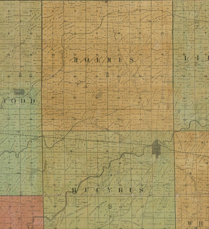 Crawford County Ohio 1850 Old Wall Map Reprint With Etsy