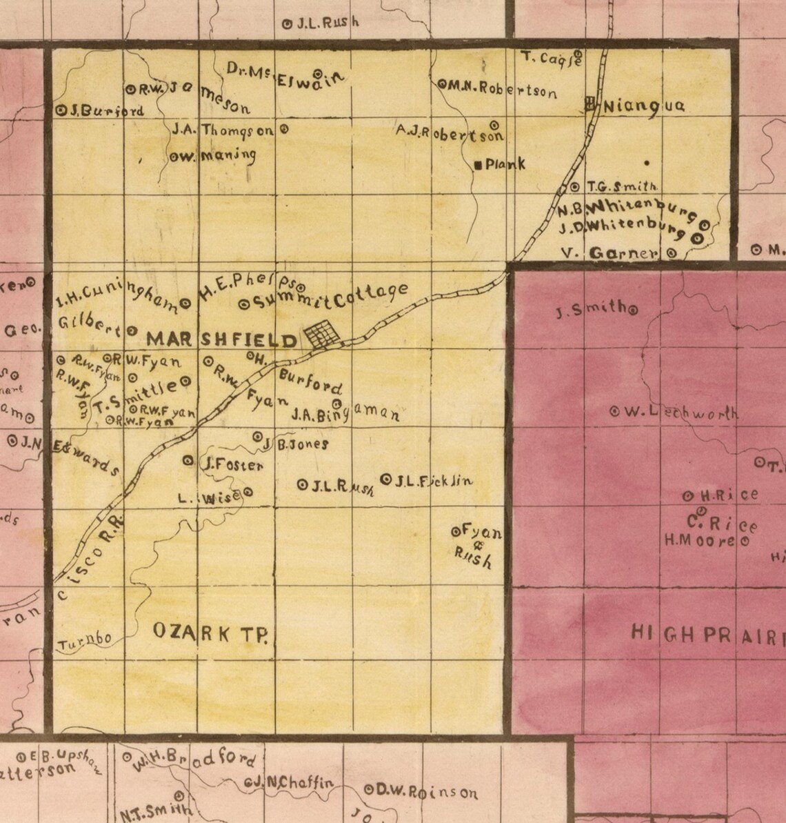 ster County Missouri 1877 Old Wall Map With Homeowner Etsy