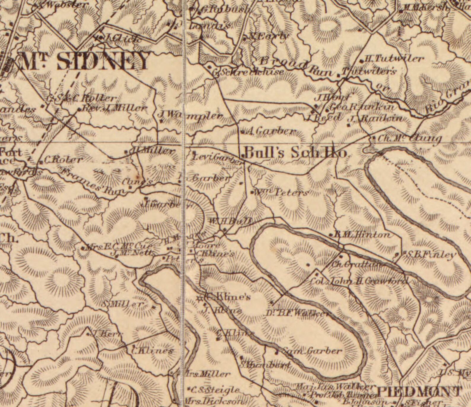 Augusta County Virginia 1870 Old Wall Map With Homeowner Etsy