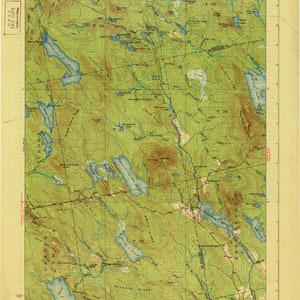 Lead Mountain 1932 Old Topo Map - Alligator Pond - Spectacle Pond - quad reprint- 15x15 USGS Topographic Maine 807546