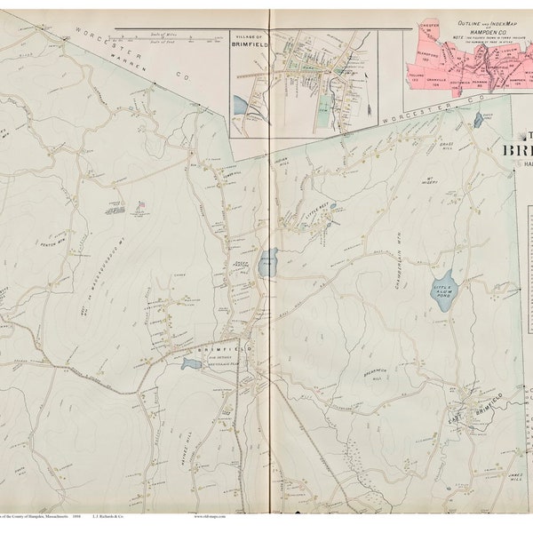 Brimfield Ma Map Art Etsy