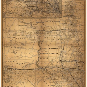 Dakota Territory - 1882 Rand Old Map Reprint - North Dakota State