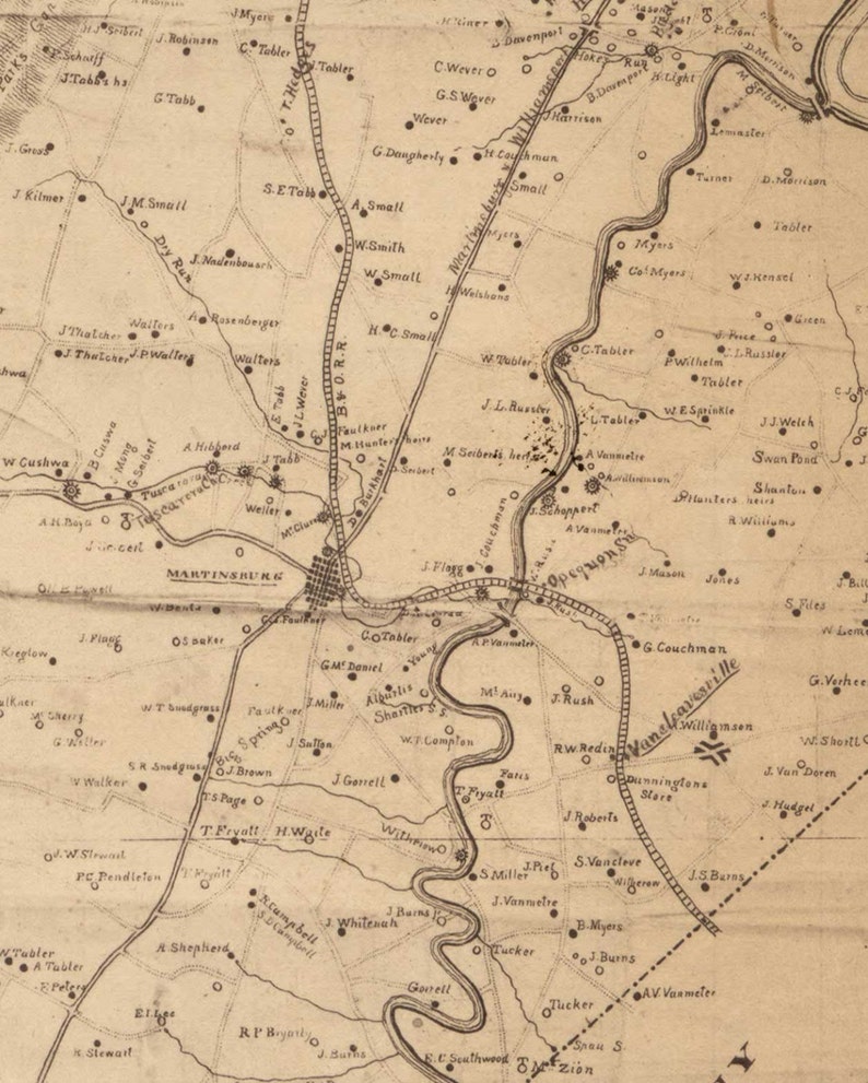 Berkeley County Map 1847 West Virginia Old Wall Map With Etsy