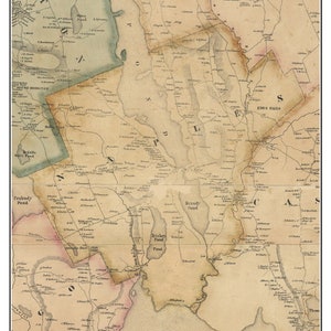 May include: An antique map of Naples, Maine from 1857. The map shows the town's roads, waterways, and landmarks. The map is in a vintage style with faded colors and a worn look.