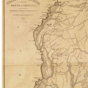 Beaufort District South Carolina 1825 County Wall Map Homeowner names Mills Atlas Reprint LC image 2