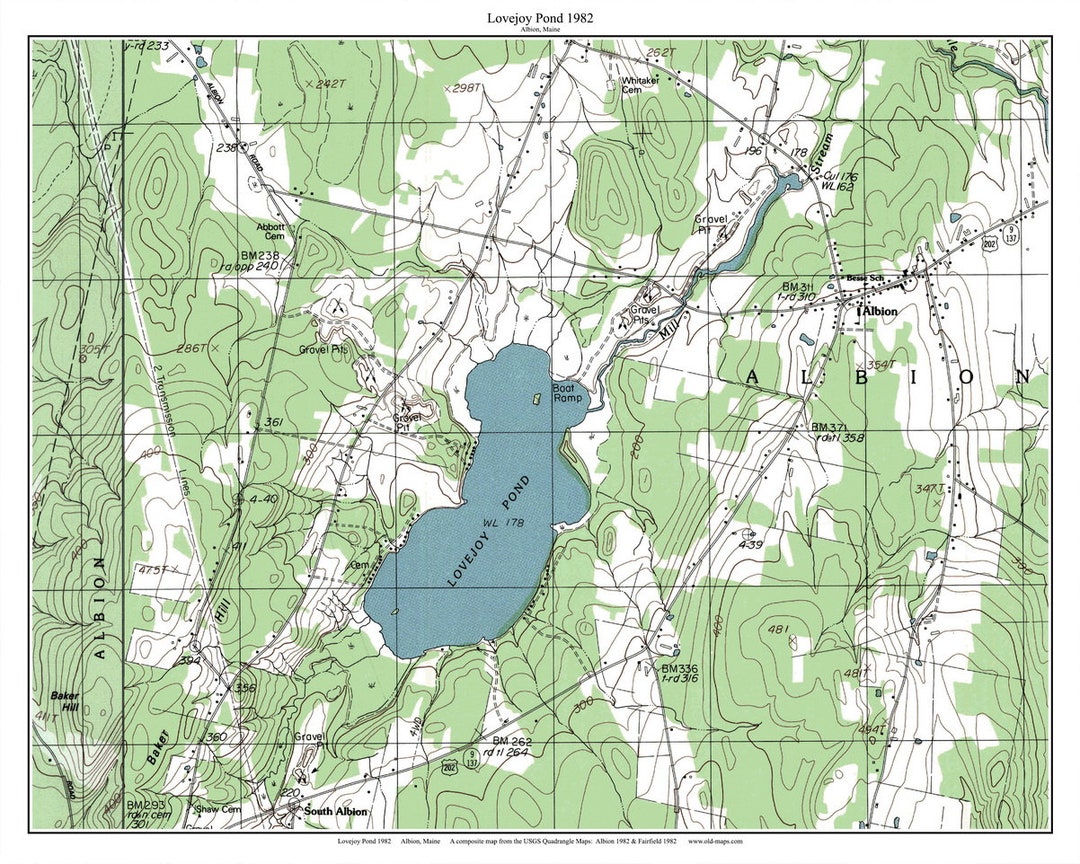 Lovejoy Pond 1982 Topographic Map USGS 7x7 Custom Composite Reprint