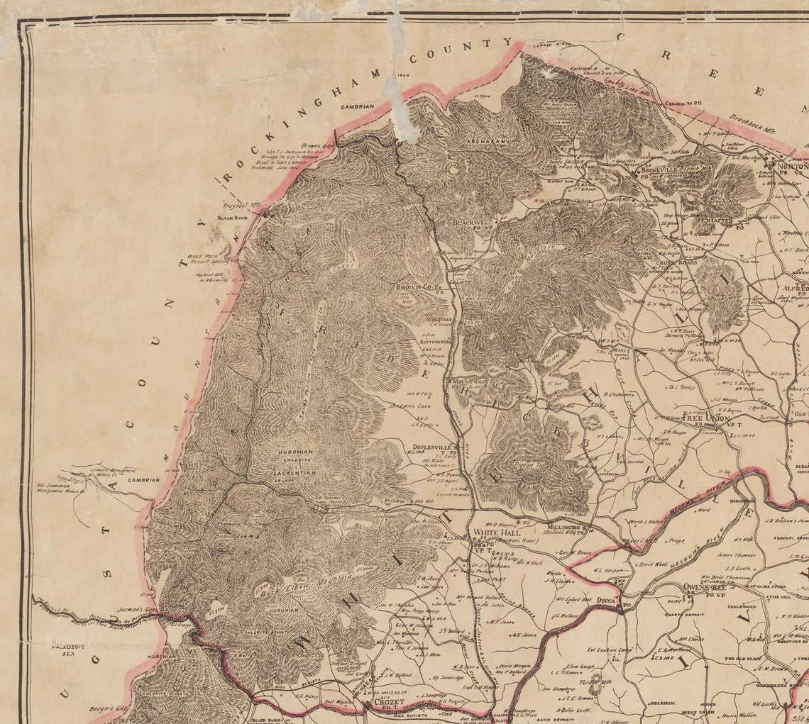 Albemarle County Virginia 1907 Old Wall Map With Homeowner Etsy