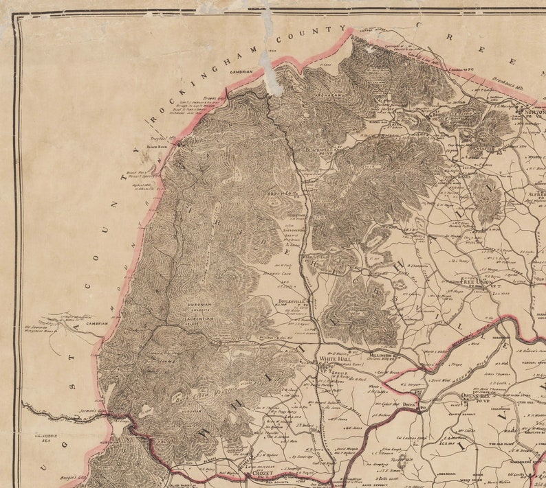 Albemarle County Virginia 1907 Old Wall Map With Homeowner Etsy