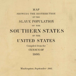 Southern States Census Map 1861 Slave Population Density United States Reprint USA Regional Southeast image 2