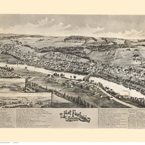Fort Fairfield, Maine - 1893 - Old Map- Birds Eye View Reprint