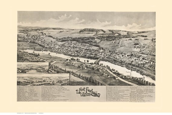 Fort Fairfield Maine Map Fort Fairfield Maine 1893 Old Map Birds Eye View Reprint | Etsy Uk