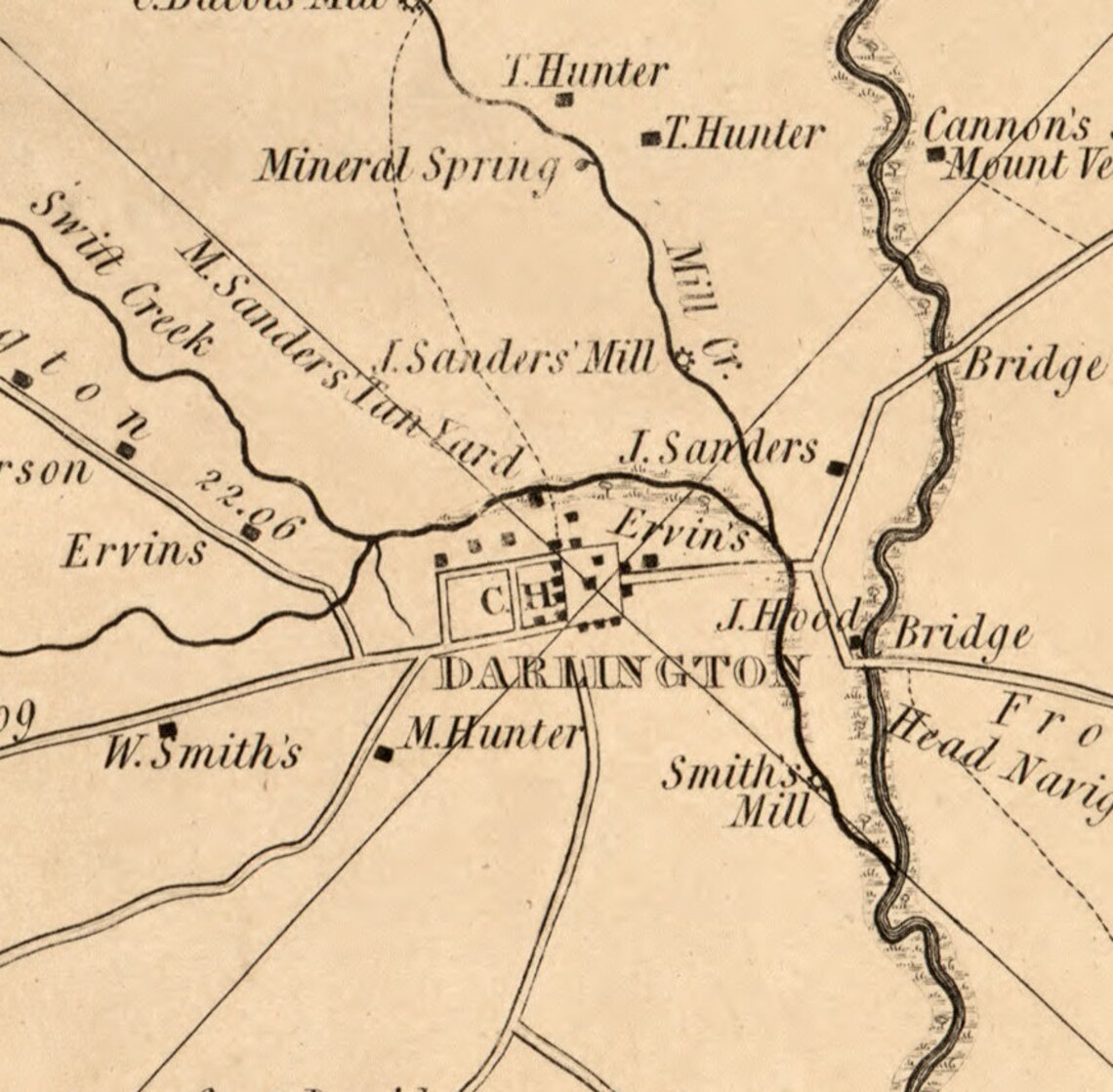 Darlington District South Carolina 1825 County Wall Map Etsy.de