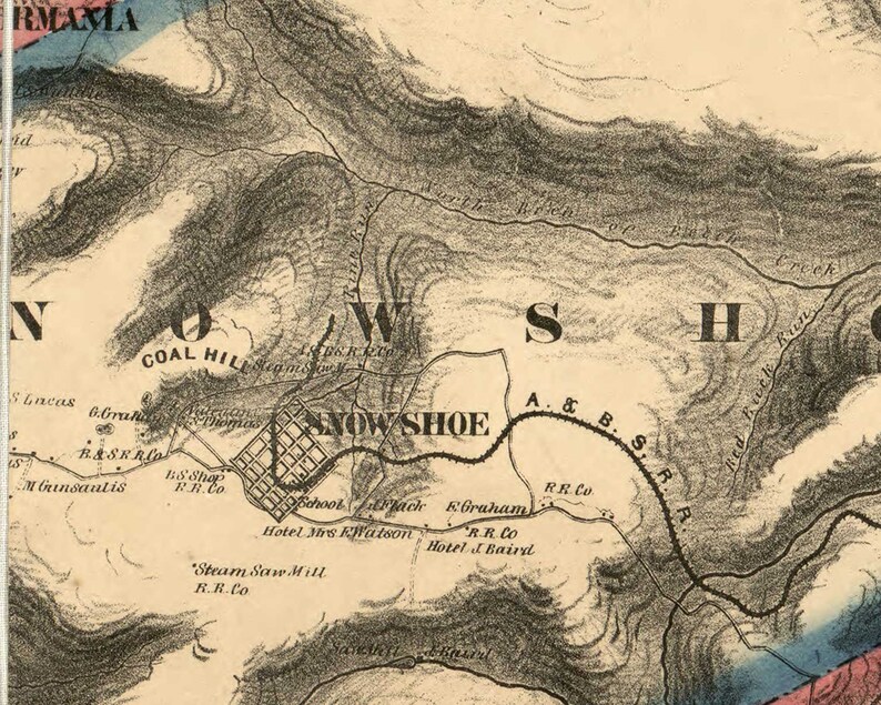 Centre County Pennsylvania 1861 Old Wall Map With Homeowner Etsy