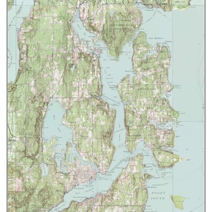 Wa Bremerton Bainbridge Island Seattle Wa Nautical Chart Etsy