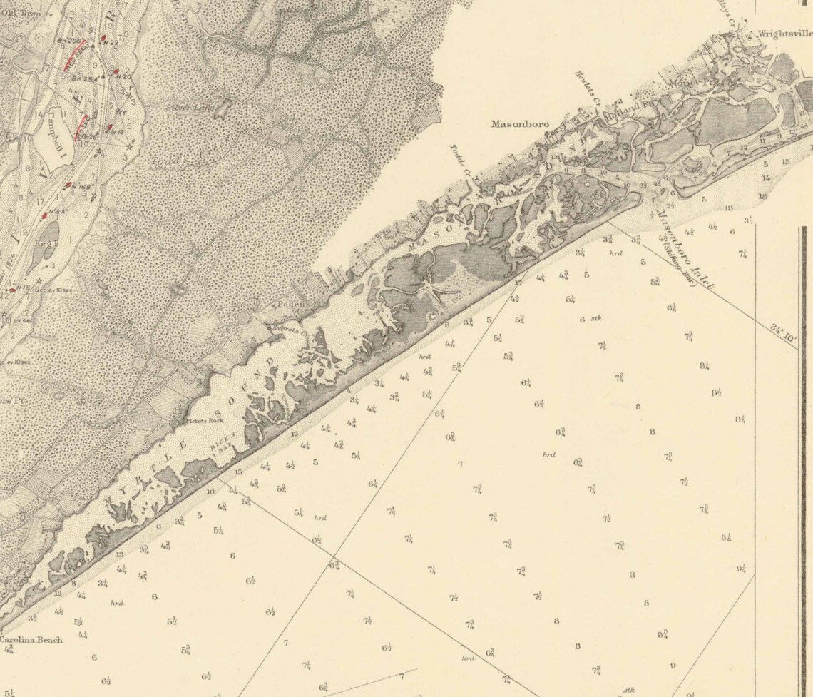 Old Topsail Inlet to Shallotte Inlet Including Cape Fear 1924 Etsy