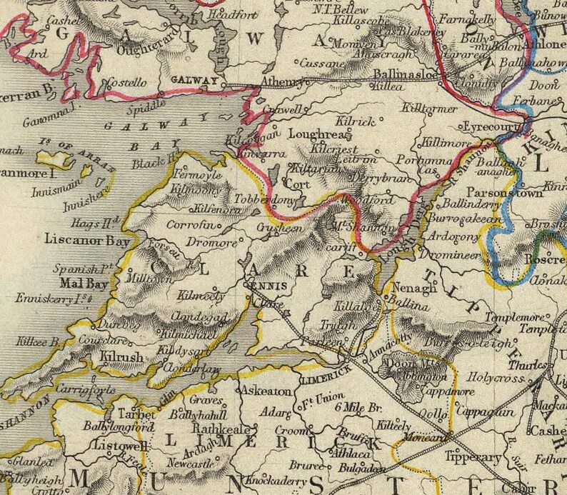 Ireland 1851 Map by Rapkin Old Map Reprint Etsy
