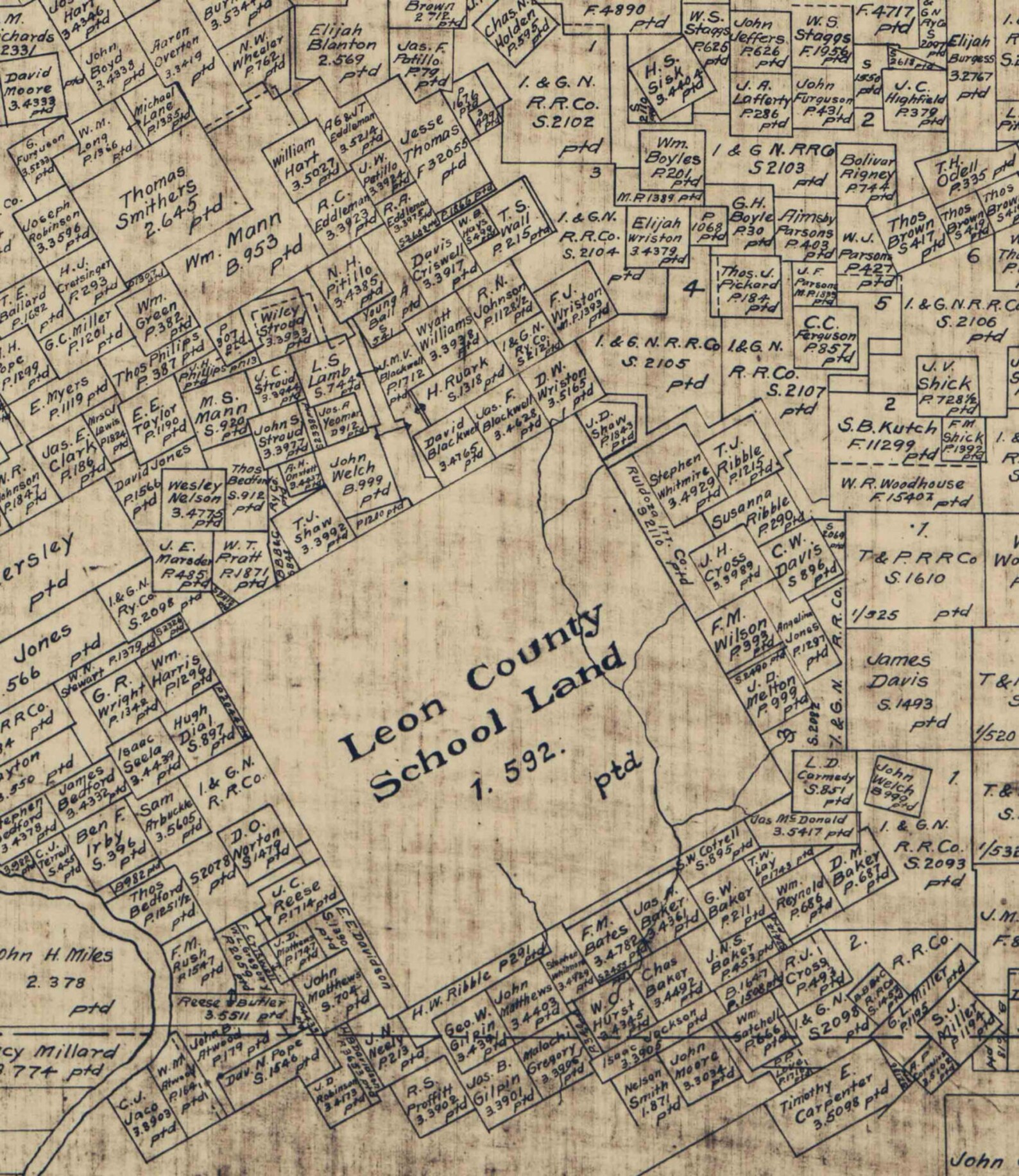 Parker County Texas 1889 1919 Tracing Old Wall Map Etsy