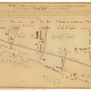 Potomac River Canal 1800 Proposal Washington DC - Map 3 of 4 - Old Map Reprint DC Specials