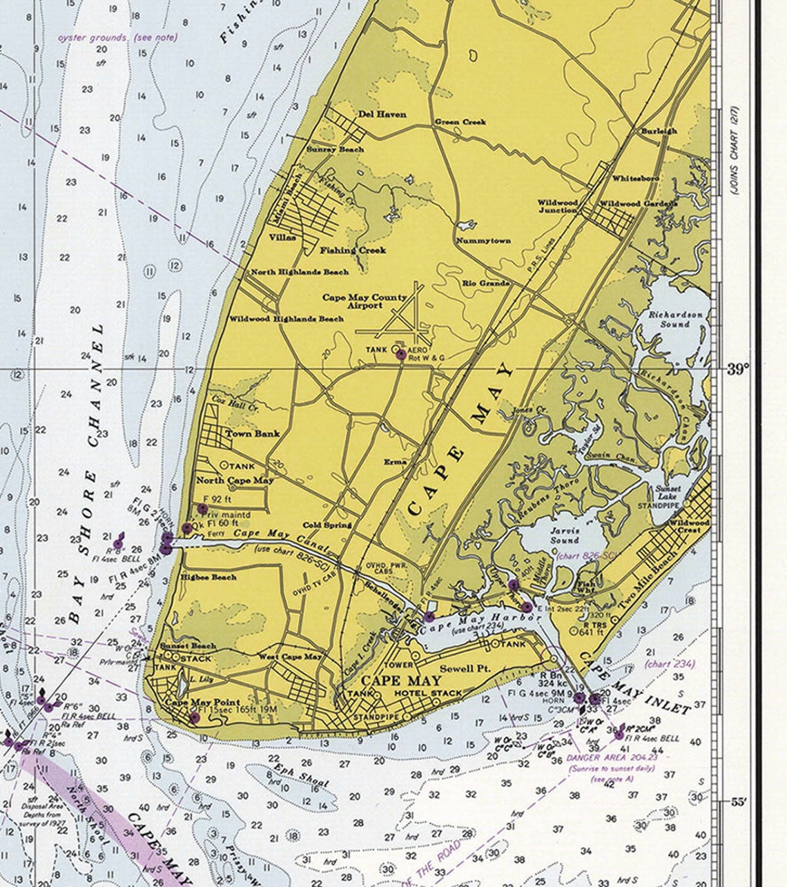 Delaware Bay 1967 Nautical Map Reprint New Jersey & Delaware Etsy