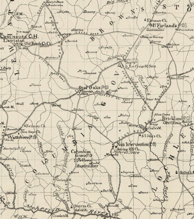 Lunenburg County Virginia 1871 Old Wall Map With Homeowners Etsy