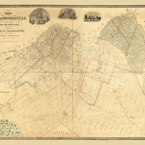 Brooklyn, New York - 1850 Village Map - Reprint Brooklyn-Westchester Co NYC