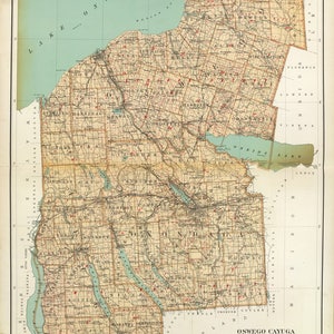 Oswego, Cayuga, Onondaga Counties 1895 map New York reprint land patents Bien State Atlas