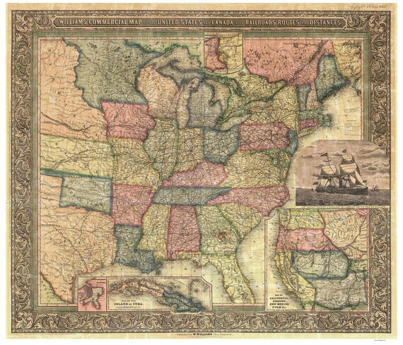 The United States of America 1855 Railroads Map USAMapRR | Etsy