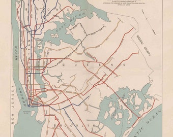 1939 Subway Map IND Rapid Transit Old Map - New York City Reprint -  Subway