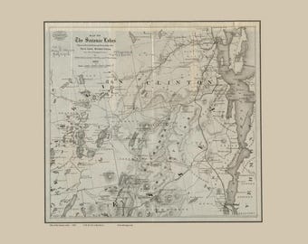 Saranac Lakes 1869 - Old Map -  New York - Colton Reprint - Regional ADM