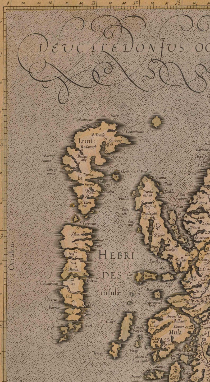 Scotland 1628 Old Map Mercator Reprint Etsy