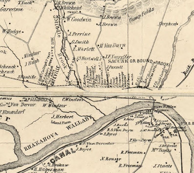 Somerset County NJ 1850 Old Wall Map Reprint With Homeowner Etsy