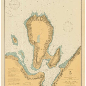 Grand lsland and Munising Harbor 1905 - Lake Superior - Michigan Nautical Map Reprint  - Harbors small 931