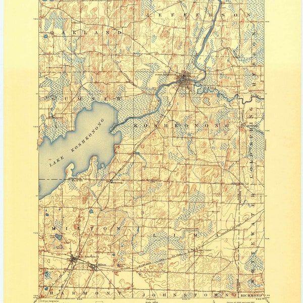 Lake Koshkonong Map Etsy