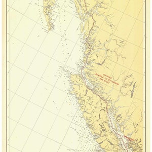 Seattle to Ketchikan 1923 Nautical Map - Washington-Alaska - PC Big Area 239 - Reprint