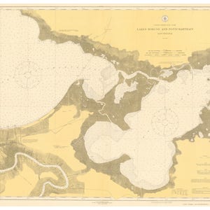 Lakes Borgne & Pontchartrain - 1918 Nautical Old Map Reprint - Louisiana - 80000 AC Chart 191